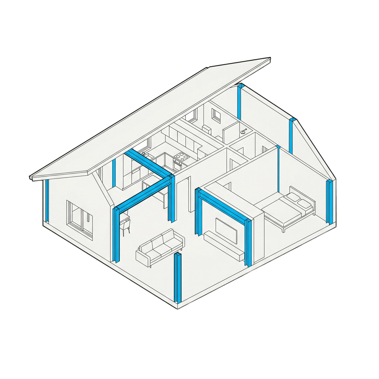 Axonometric of a dwelling