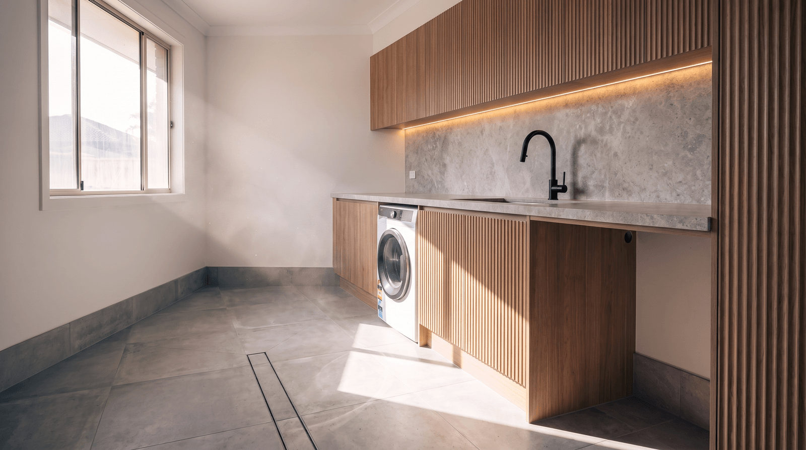 Laundry and bathroom combine after